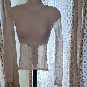 White Sheer Long Sleeve Top